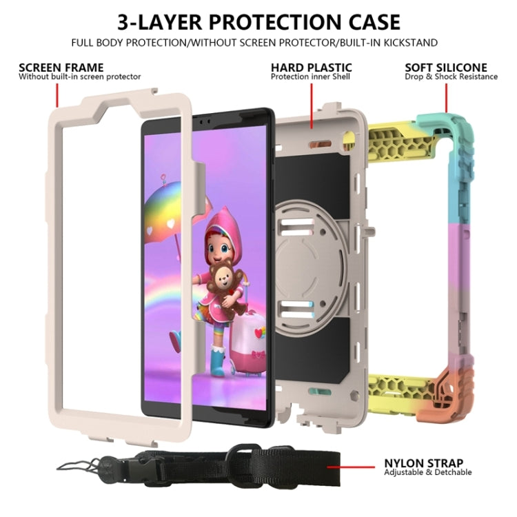 For Samsung Galaxy A7 Lite 8.7 2021 T220 / T225 Shockproof PC + Silicone Combination Case with Holder & Hand Strap & Shoulder Strap