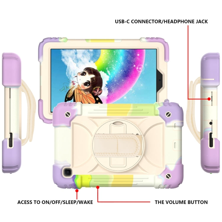 For Samsung Galaxy A7 Lite 8.7 2021 T220 / T225 Shockproof PC + Silicone Combination Case with Holder & Hand Strap & Shoulder Strap