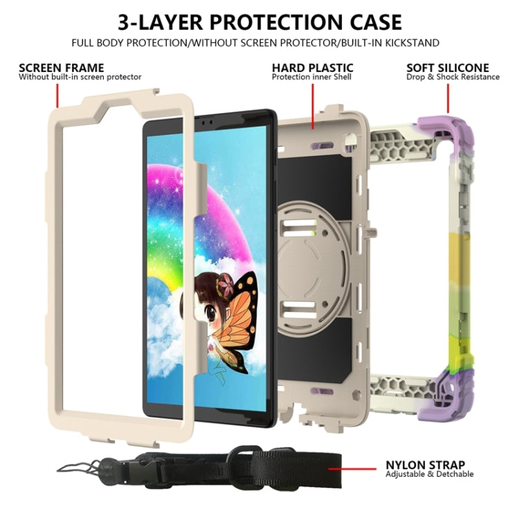 For Samsung Galaxy A7 Lite 8.7 2021 T220 / T225 Shockproof PC + Silicone Combination Case with Holder & Hand Strap & Shoulder Strap