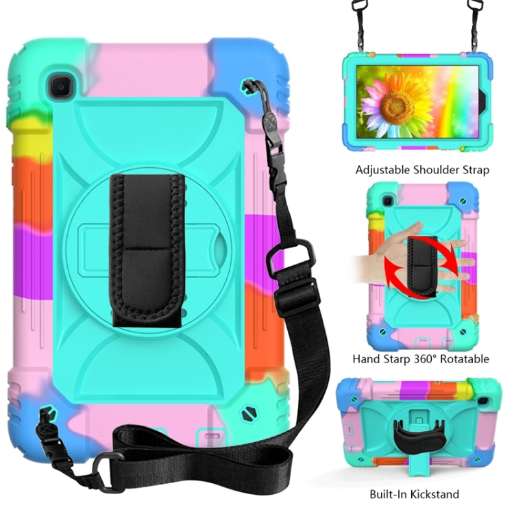 For Samsung Galaxy A7 Lite 8.7 2021 T220 / T225 Shockproof PC + Silicone Combination Case with Holder & Hand Strap & Shoulder Strap