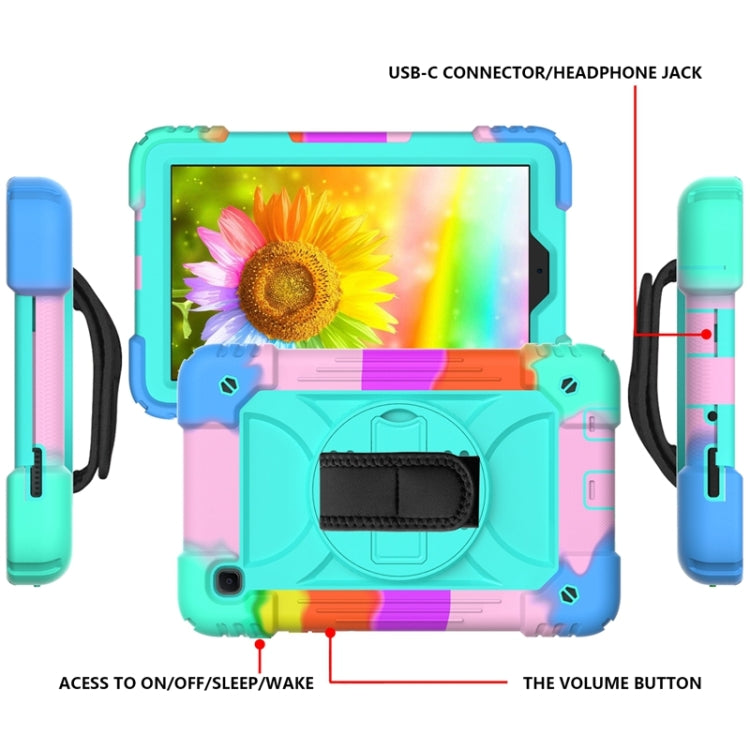 For Samsung Galaxy A7 Lite 8.7 2021 T220 / T225 Shockproof PC + Silicone Combination Case with Holder & Hand Strap & Shoulder Strap