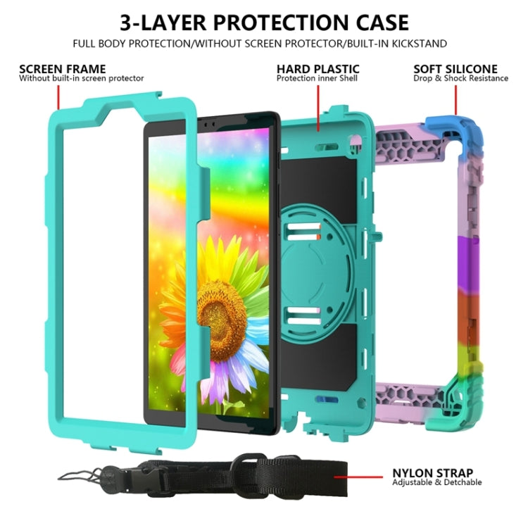 For Samsung Galaxy A7 Lite 8.7 2021 T220 / T225 Shockproof PC + Silicone Combination Case with Holder & Hand Strap & Shoulder Strap
