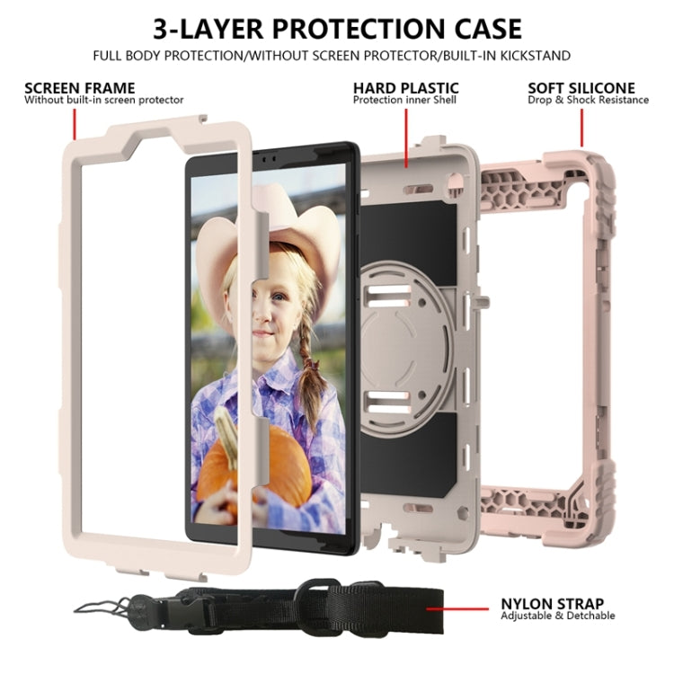 For Samsung Galaxy A7 Lite 8.7 2021 T220 / T225 Shockproof PC + Silicone Combination Case with Holder & Hand Strap & Shoulder Strap