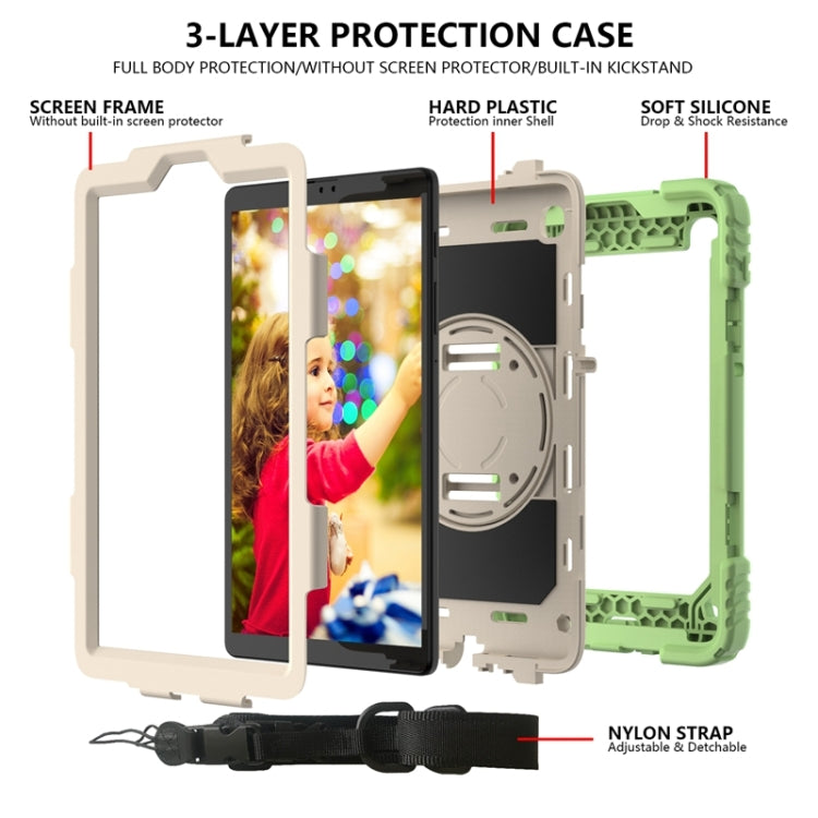 For Samsung Galaxy A7 Lite 8.7 2021 T220 / T225 Shockproof PC + Silicone Combination Case with Holder & Hand Strap & Shoulder Strap