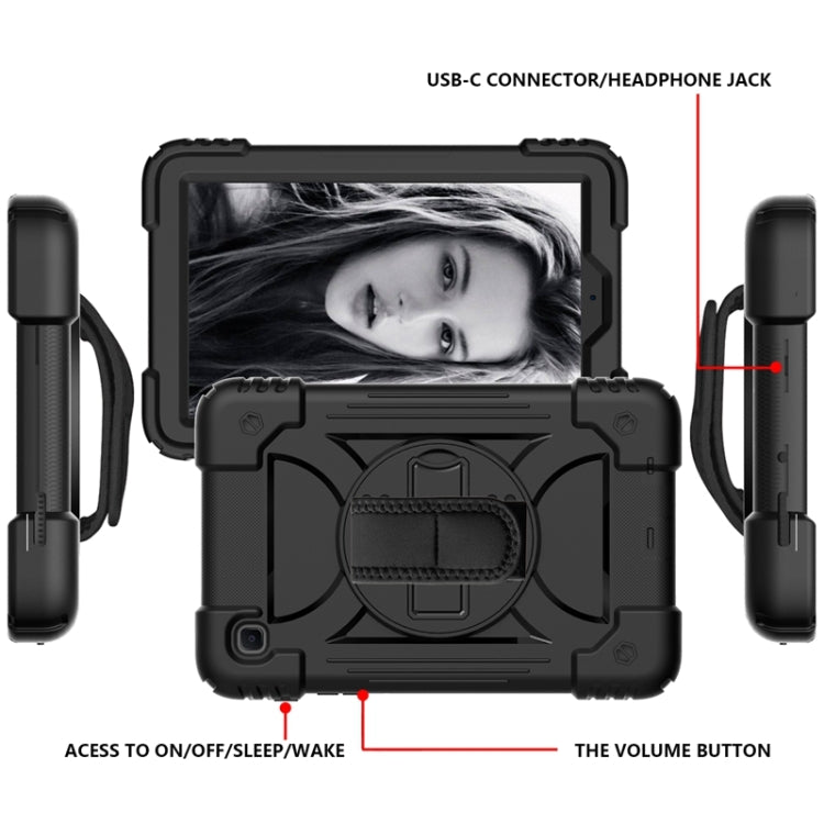 For Samsung Galaxy A7 Lite 8.7 2021 T220 / T225 Shockproof PC + Silicone Combination Case with Holder & Hand Strap & Shoulder Strap