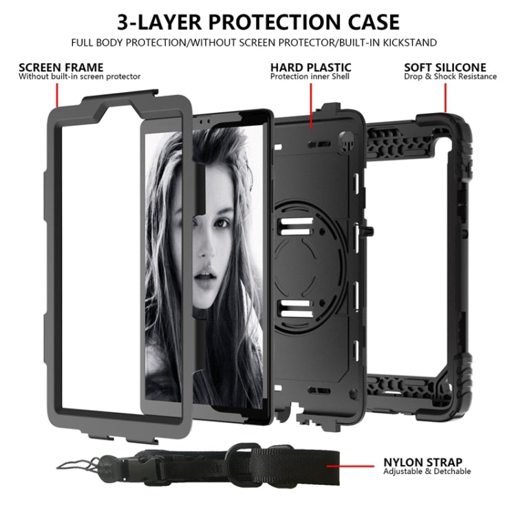 For Samsung Galaxy A7 Lite 8.7 2021 T220 / T225 Shockproof PC + Silicone Combination Case with Holder & Hand Strap & Shoulder Strap