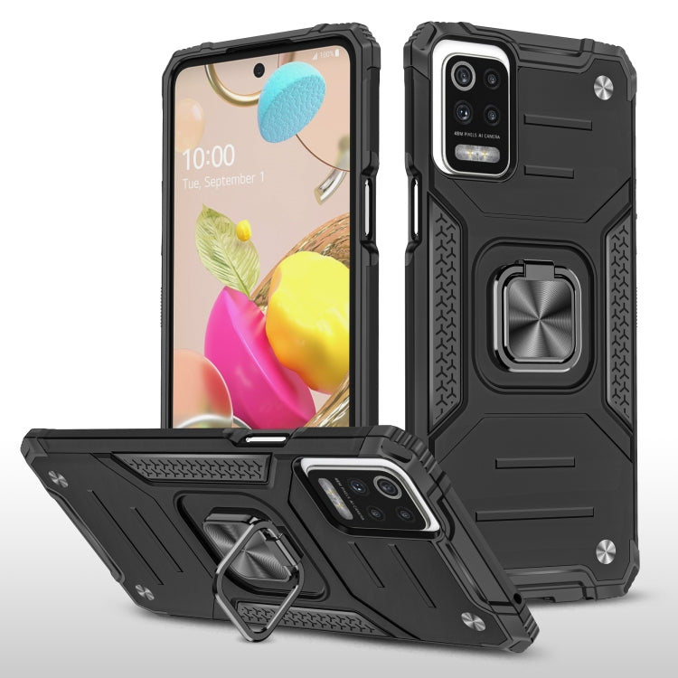 For LG K52 Magnetic Armor Shockproof TPU + PC Case with Metal Ring Holder