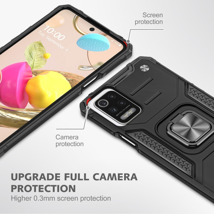 For LG K52 Magnetic Armor Shockproof TPU + PC Case with Metal Ring Holder