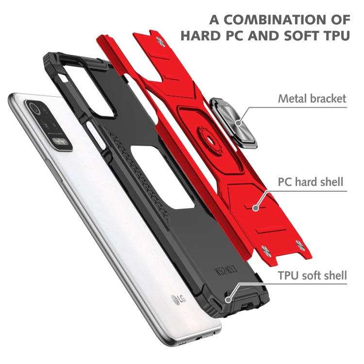 For LG K52 Magnetic Armor Shockproof TPU + PC Case with Metal Ring Holder