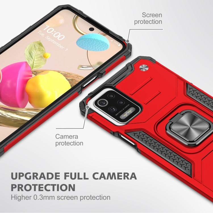 For LG K52 Magnetic Armor Shockproof TPU + PC Case with Metal Ring Holder