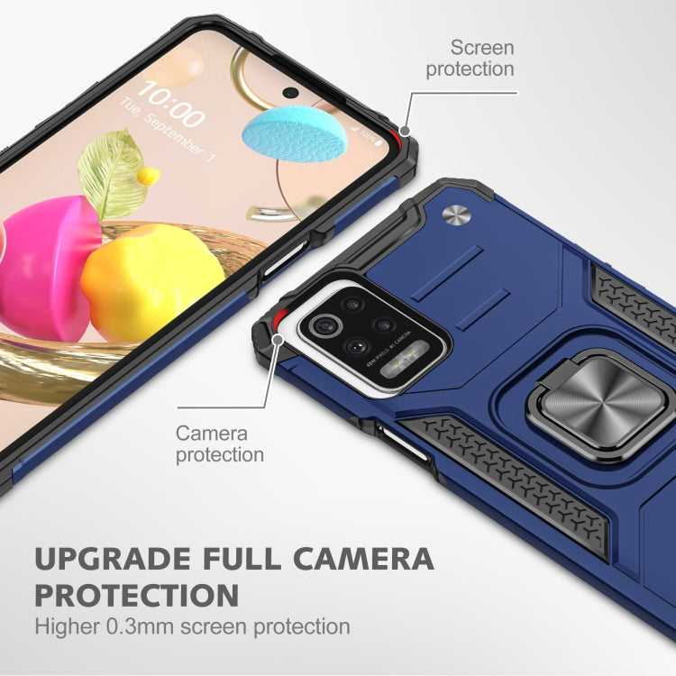 For LG K52 Magnetic Armor Shockproof TPU + PC Case with Metal Ring Holder
