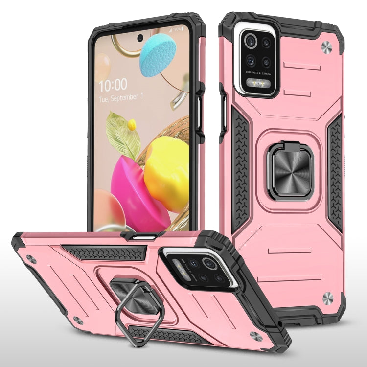 For LG K52 Magnetic Armor Shockproof TPU + PC Case with Metal Ring Holder