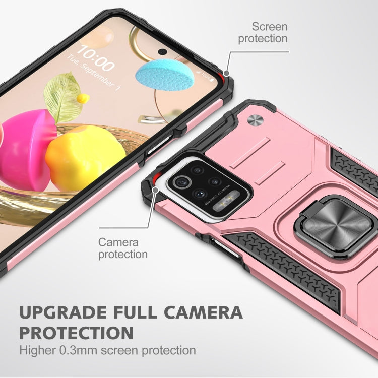 For LG K52 Magnetic Armor Shockproof TPU + PC Case with Metal Ring Holder
