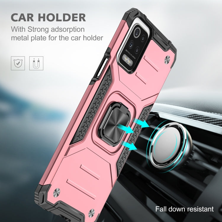 For LG K52 Magnetic Armor Shockproof TPU + PC Case with Metal Ring Holder