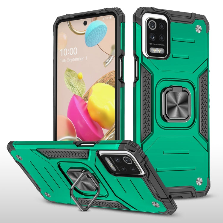For LG K52 Magnetic Armor Shockproof TPU + PC Case with Metal Ring Holder