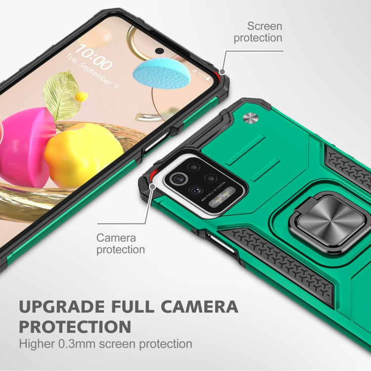For LG K52 Magnetic Armor Shockproof TPU + PC Case with Metal Ring Holder