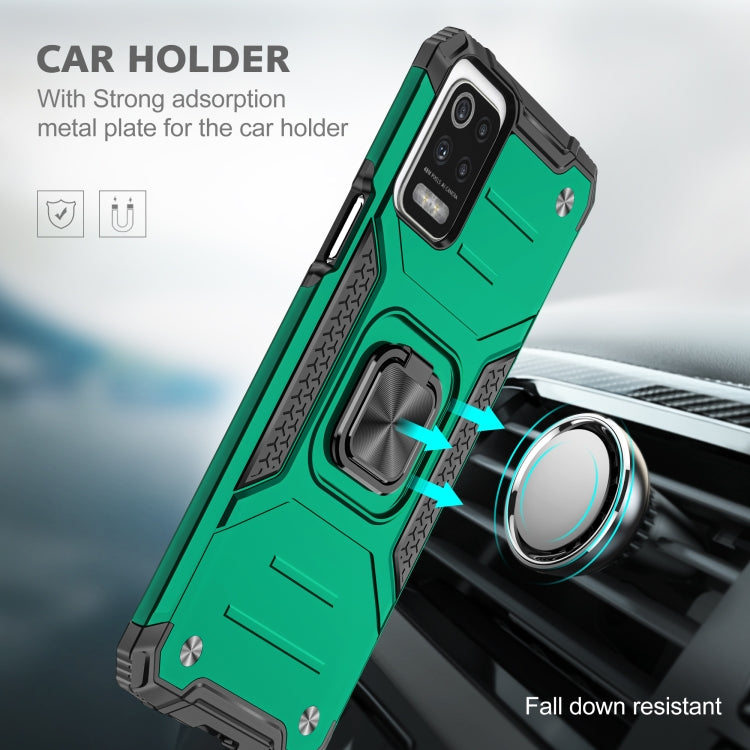 For LG K52 Magnetic Armor Shockproof TPU + PC Case with Metal Ring Holder