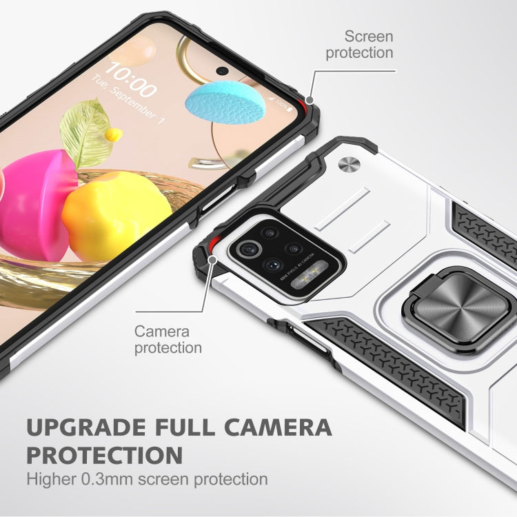 For LG K52 Magnetic Armor Shockproof TPU + PC Case with Metal Ring Holder