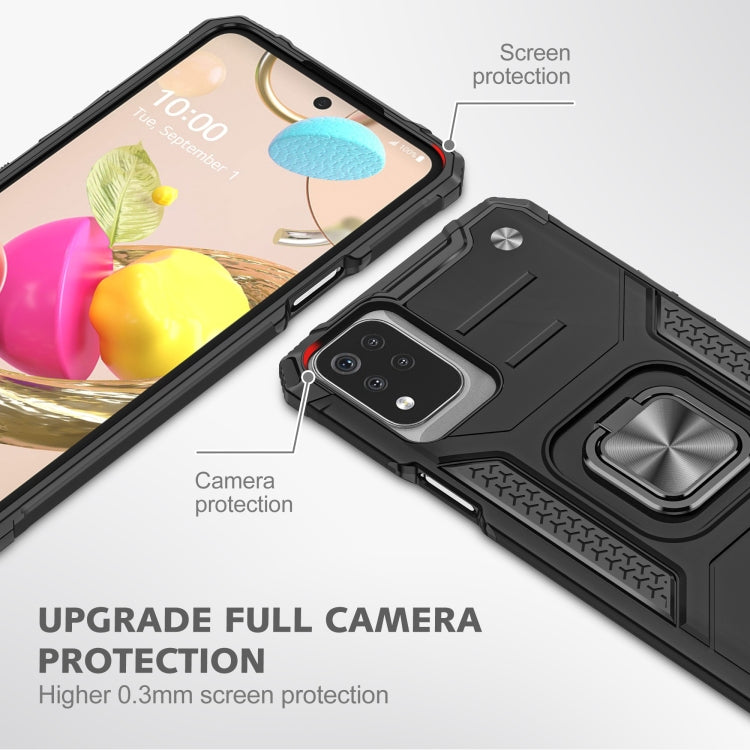 For LG K53 Magnetic Armor Shockproof TPU + PC Case with Metal Ring Holder