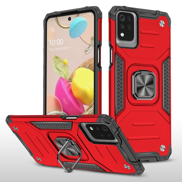 For LG K53 Magnetic Armor Shockproof TPU + PC Case with Metal Ring Holder