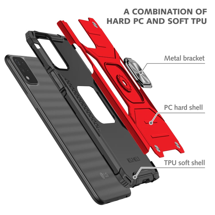 For LG K53 Magnetic Armor Shockproof TPU + PC Case with Metal Ring Holder