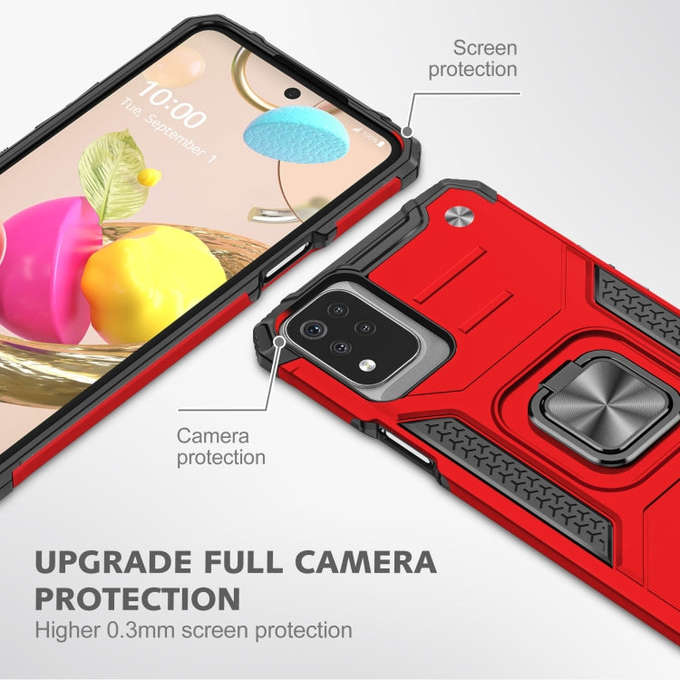 For LG K53 Magnetic Armor Shockproof TPU + PC Case with Metal Ring Holder