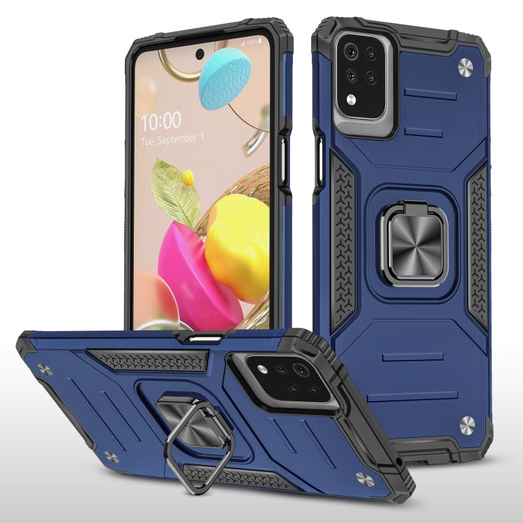 For LG K53 Magnetic Armor Shockproof TPU + PC Case with Metal Ring Holder