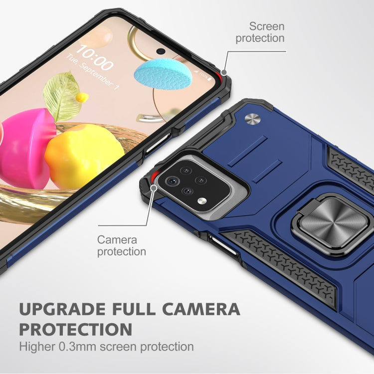 For LG K53 Magnetic Armor Shockproof TPU + PC Case with Metal Ring Holder
