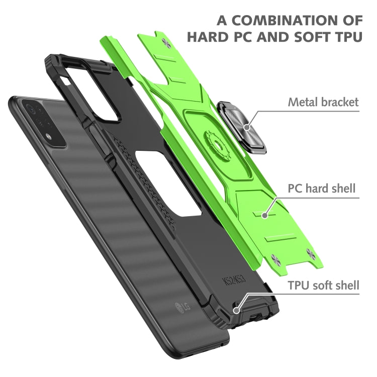 For LG K53 Magnetic Armor Shockproof TPU + PC Case with Metal Ring Holder