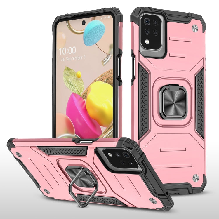 For LG K53 Magnetic Armor Shockproof TPU + PC Case with Metal Ring Holder