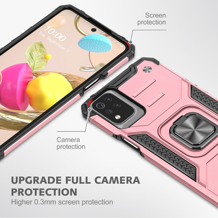 For LG K53 Magnetic Armor Shockproof TPU + PC Case with Metal Ring Holder