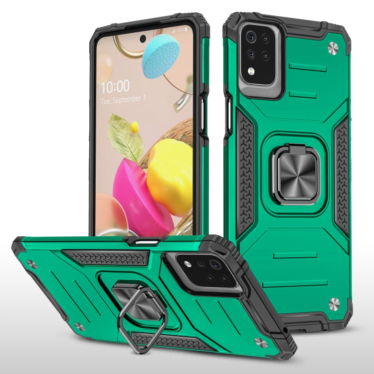 For LG K53 Magnetic Armor Shockproof TPU + PC Case with Metal Ring Holder