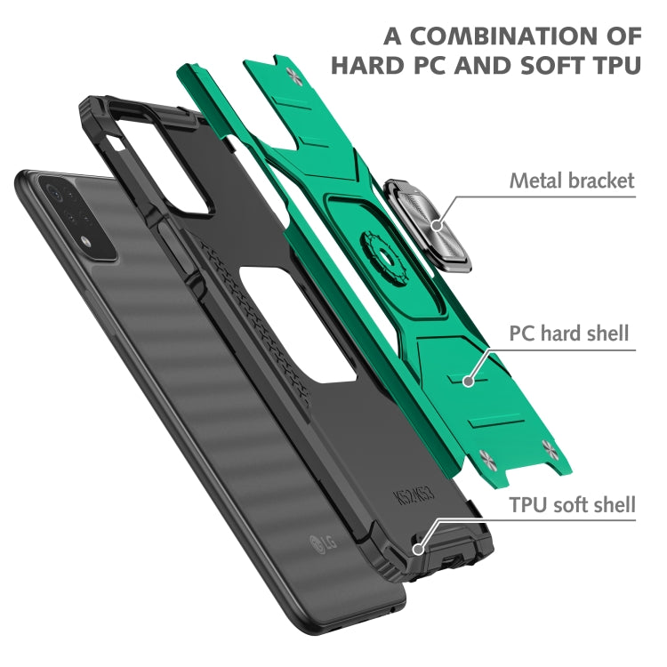 For LG K53 Magnetic Armor Shockproof TPU + PC Case with Metal Ring Holder