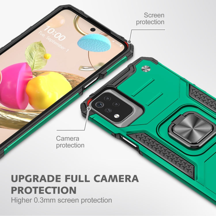 For LG K53 Magnetic Armor Shockproof TPU + PC Case with Metal Ring Holder