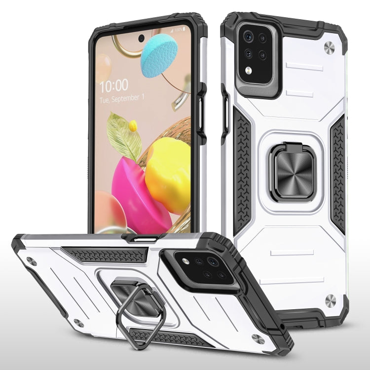 For LG K53 Magnetic Armor Shockproof TPU + PC Case with Metal Ring Holder