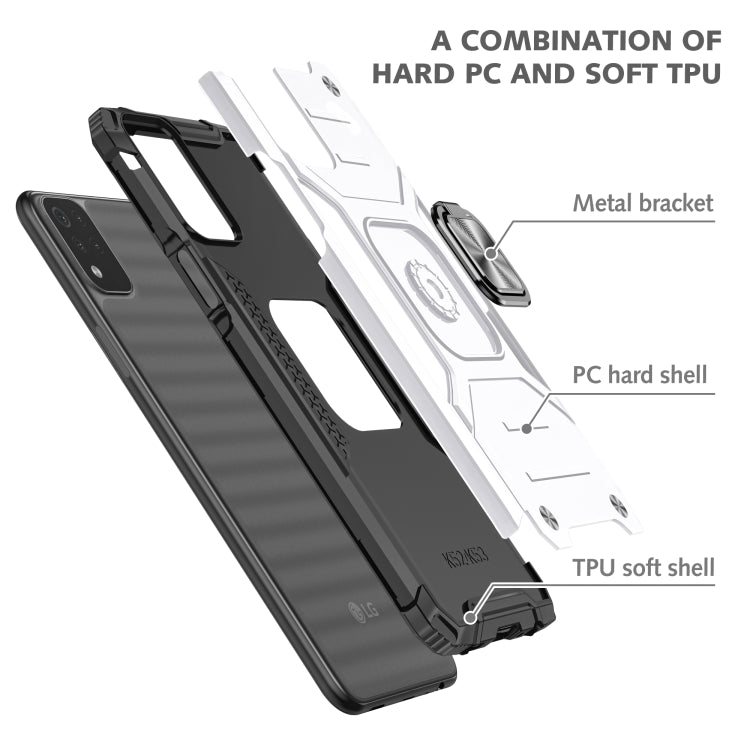 For LG K53 Magnetic Armor Shockproof TPU + PC Case with Metal Ring Holder