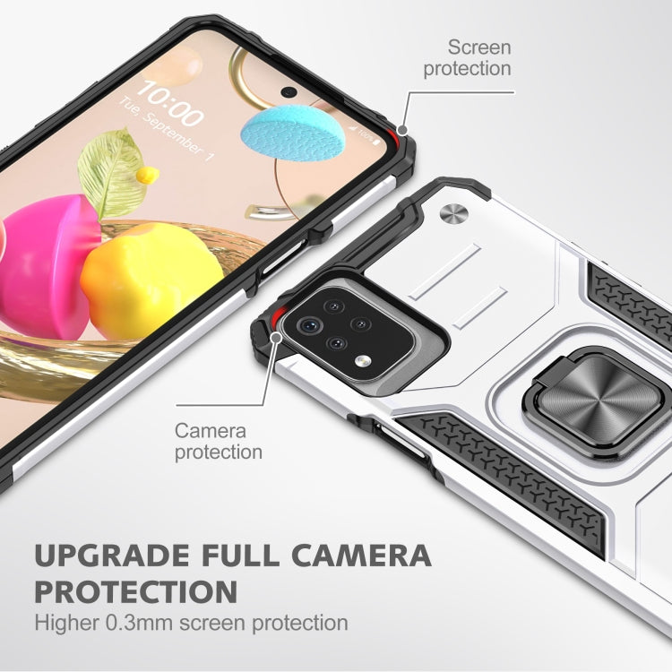 For LG K53 Magnetic Armor Shockproof TPU + PC Case with Metal Ring Holder