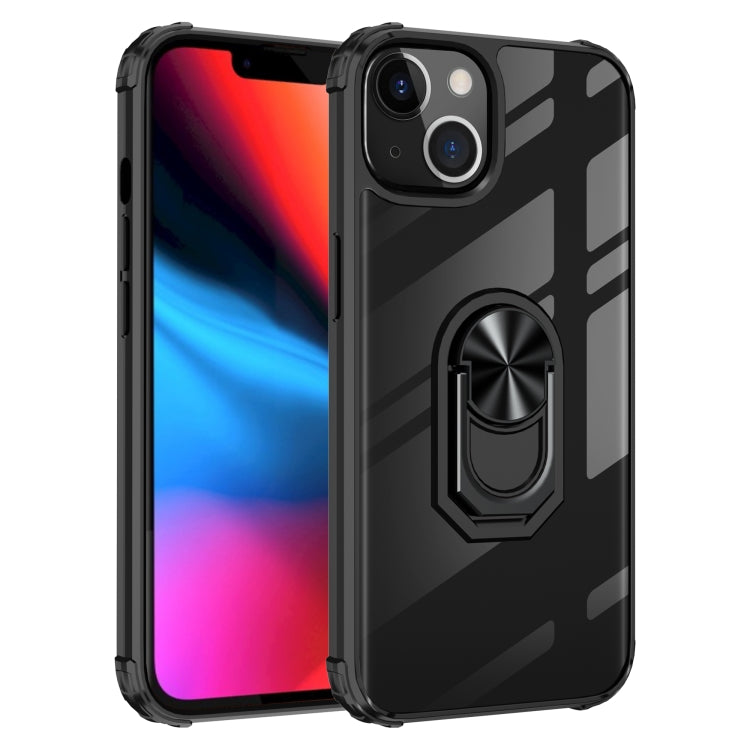 For iPhone 13 mini Ultra Shockproof Transparent TPU + Acrylic Protective Case with Ring Holder