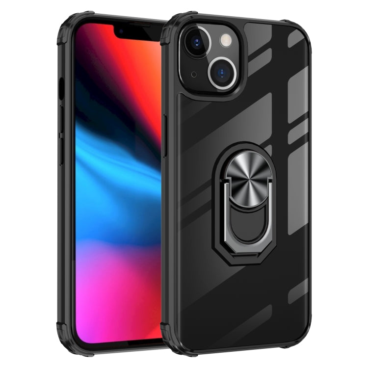 For iPhone 13 mini Ultra Shockproof Transparent TPU + Acrylic Protective Case with Ring Holder
