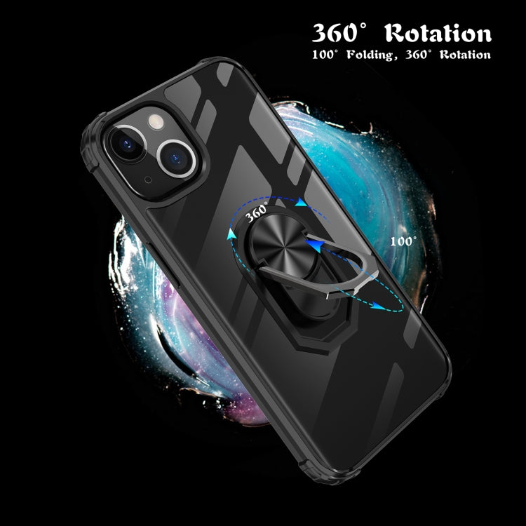 For iPhone 13 mini Ultra Shockproof Transparent TPU + Acrylic Protective Case with Ring Holder
