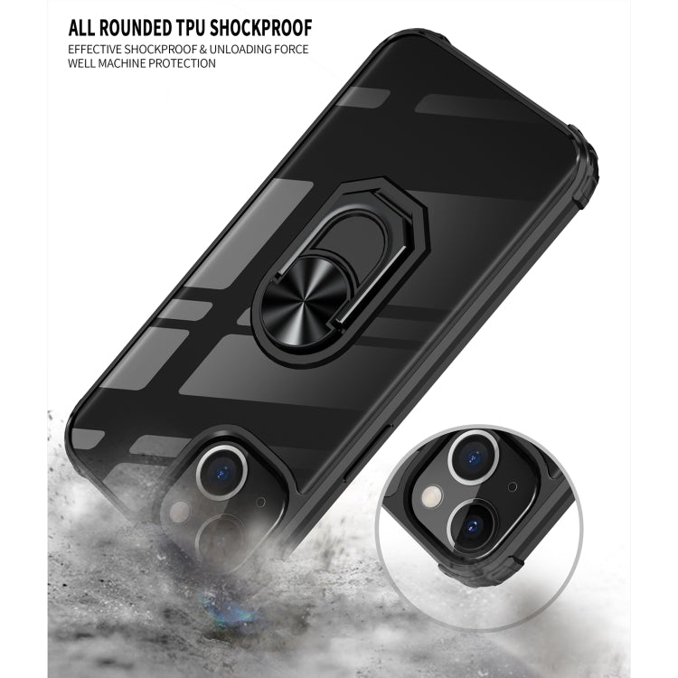 For iPhone 13 mini Ultra Shockproof Transparent TPU + Acrylic Protective Case with Ring Holder