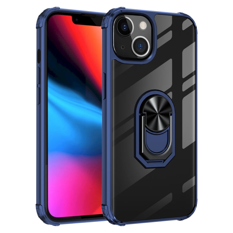 For iPhone 13 Pro Ultra Shockproof Transparent TPU + Acrylic Protective Case with Ring Holder