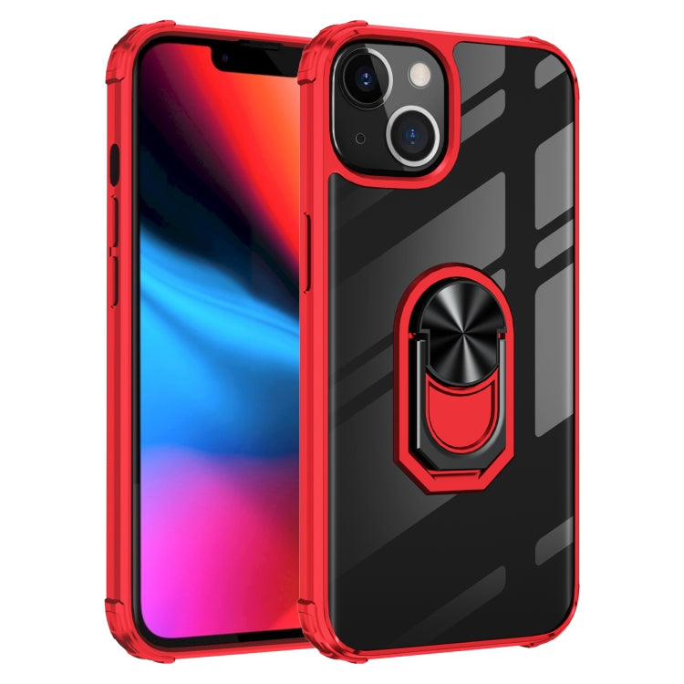 For iPhone 13 Pro Ultra Shockproof Transparent TPU + Acrylic Protective Case with Ring Holder