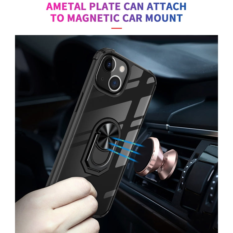 For iPhone 13 Pro Ultra Shockproof Transparent TPU + Acrylic Protective Case with Ring Holder