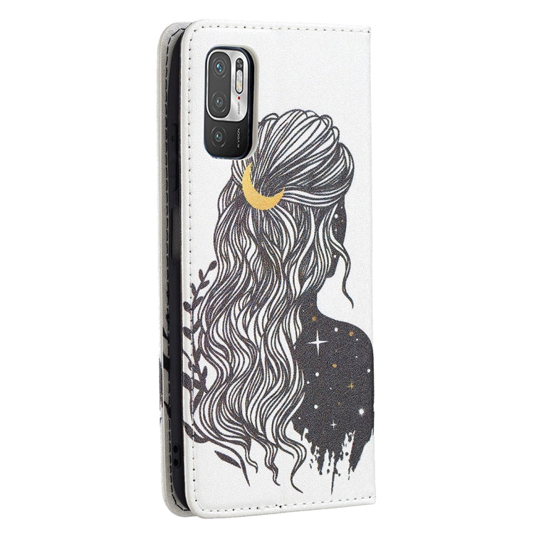 For Xiaomi Poco M3 Pro / Redmi Note 10 5G Colored Drawing Pattern Invisible Magnetic Horizontal Flip PU Leather Case with Holder & Card Slots & Wallet