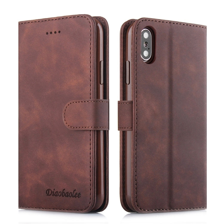 For iPhone X / XS Diaobaolee Pure Fresh Texture Horizontal Flip Leather Case, with Holder & Card Slot & Wallet & Photo Frame