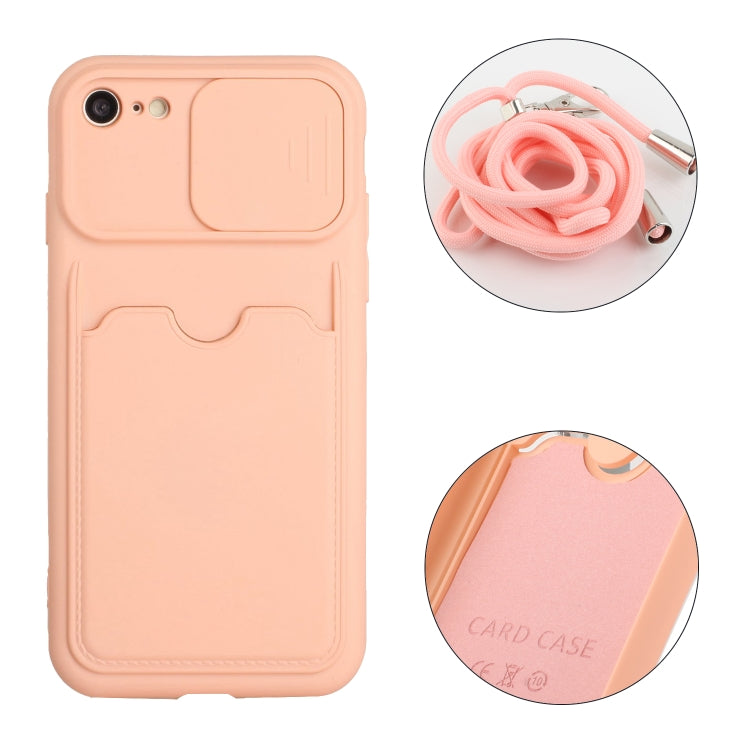 Sliding Camera Cover Design TPU Protective Case with Card Slot & Neck Lanyard For iPhone 6 / 6s