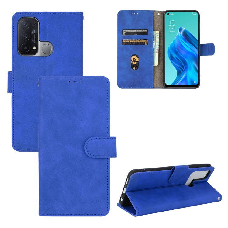 For OPPO Reno5 A(Japan) Solid Color Skin Feel Magnetic Buckle Horizontal Flip Calf Texture PU Leather Case with Holder & Card Slots & Wallet