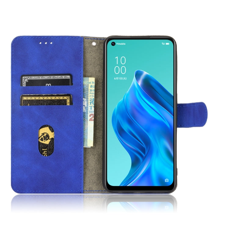 For OPPO Reno5 A(Japan) Solid Color Skin Feel Magnetic Buckle Horizontal Flip Calf Texture PU Leather Case with Holder & Card Slots & Wallet