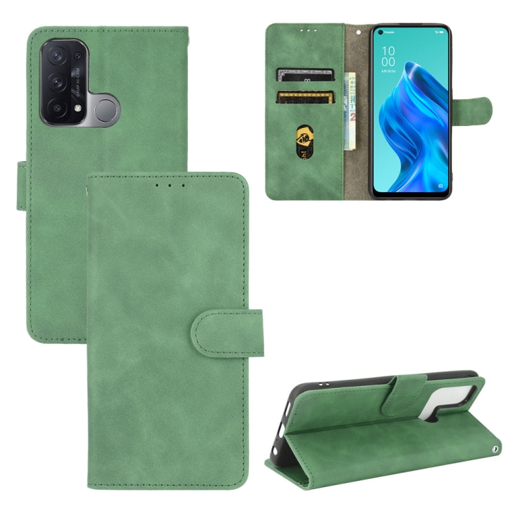 For OPPO Reno5 A(Japan) Solid Color Skin Feel Magnetic Buckle Horizontal Flip Calf Texture PU Leather Case with Holder & Card Slots & Wallet